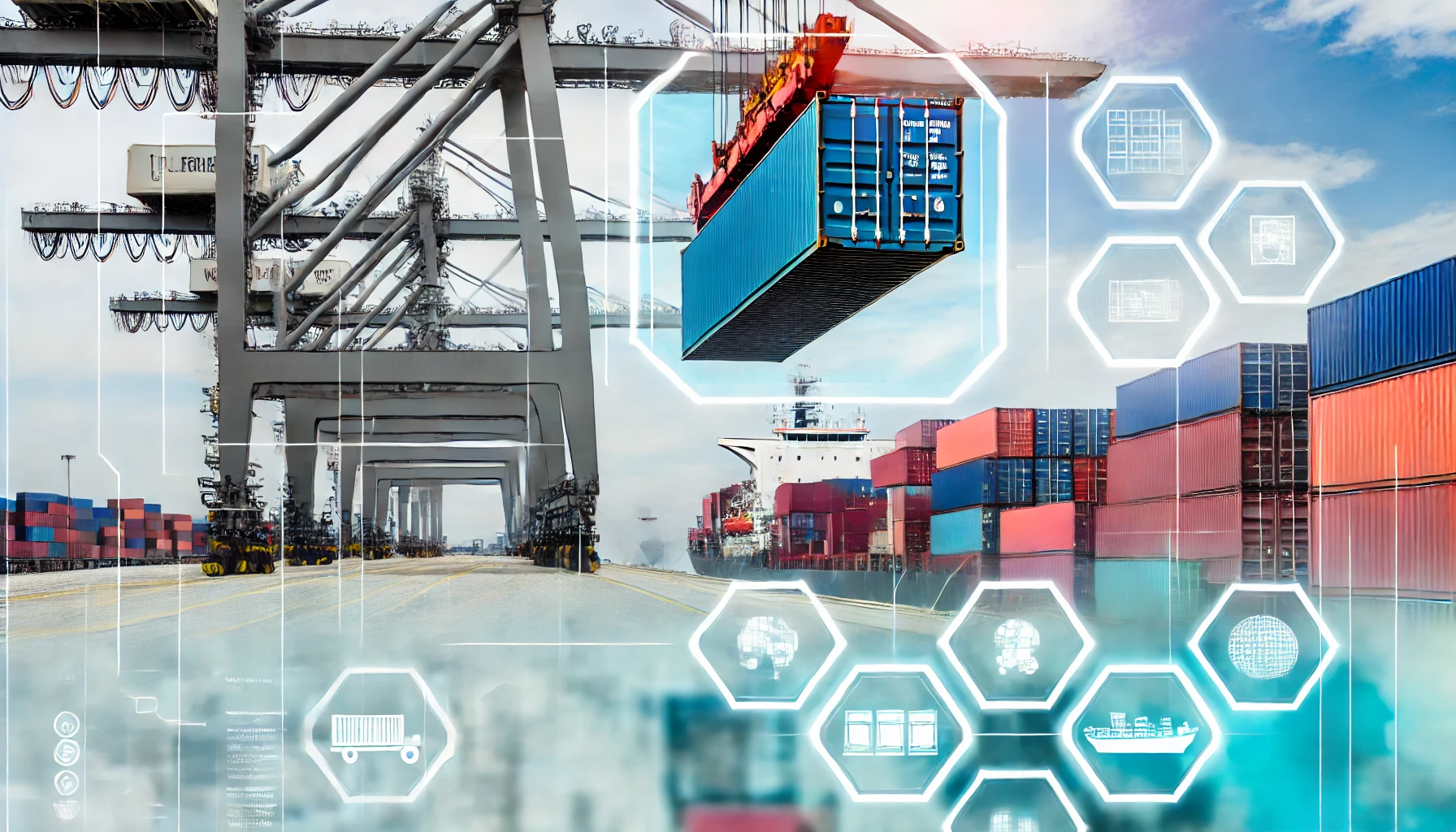 Incoterms focusing on container shipment loading cargo. The image should depict a shipping container being loaded